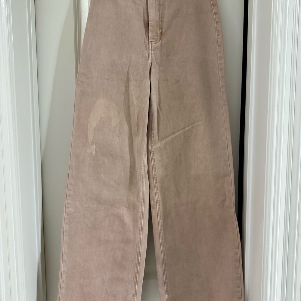 Elegant Tan Wide Leg Jeans